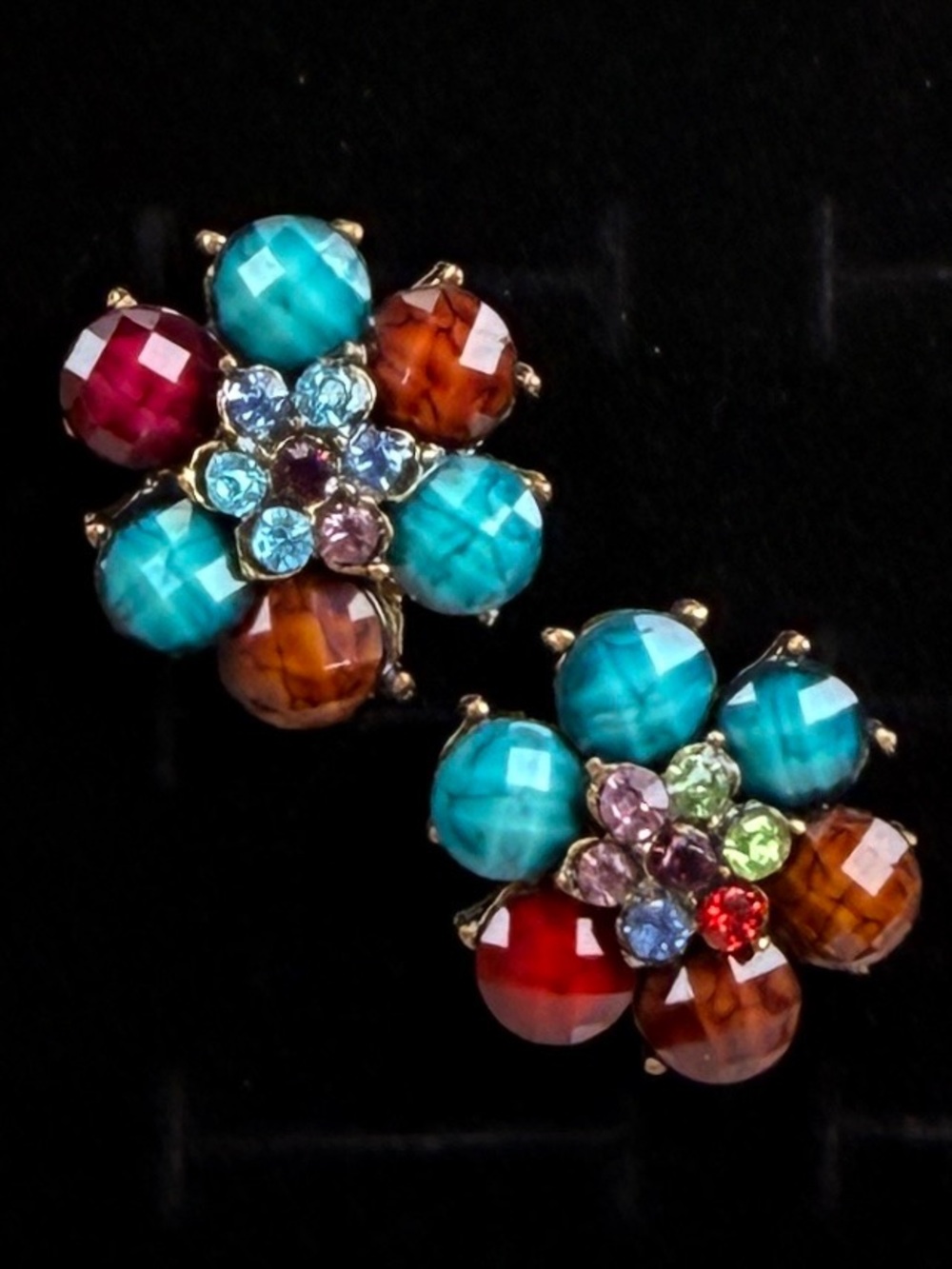 Beautiful, colorful reflective, flower pierced earrings